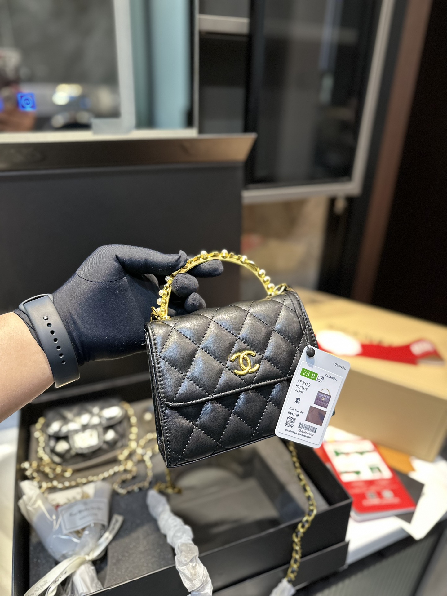 折叠礼盒 Chanel Kelly珍珠手柄 零钱包太阳镜 高版本 无敌品质 Xx尺寸16 12Cm