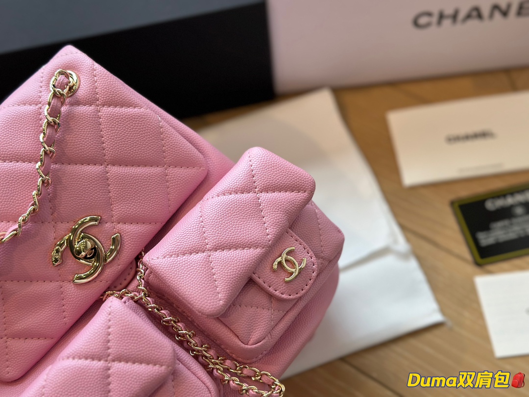 全套包装 Chanel23P Duma中号双肩包 口袋设计加上三个chanel双clogo整包很立体有型 20Cm