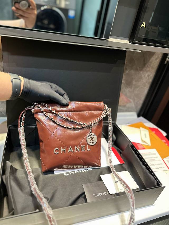 折叠礼盒 Chanel香奈儿抽绳迷你购物袋 垃圾袋中古款链条超级美 做旧鎏金复古又时尚非常百搭 尺寸 18 20