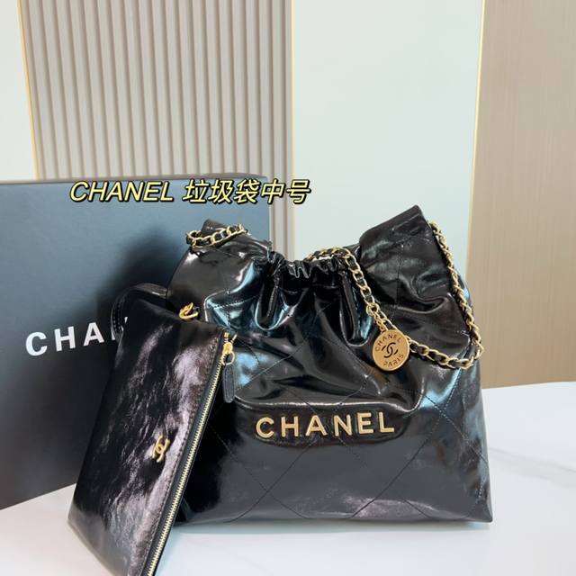 中号 折叠礼盒 Chanel香奈儿23S新款中号垃圾袋22Bag手袋单肩斜挎手提包尺寸34630Cm