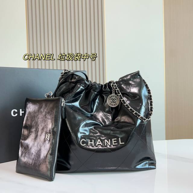 中号 折叠礼盒 Chanel香奈儿23S新款中号垃圾袋22Bag手袋单肩斜挎手提包尺寸34630Cm