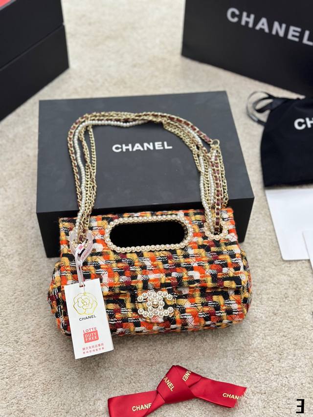Chanel 23A手工坊 珍珠筵条包 应该是买到本季包王了吧 黑色珍珠太绝了 手提 单肩 斜挎尺寸25 20Cm