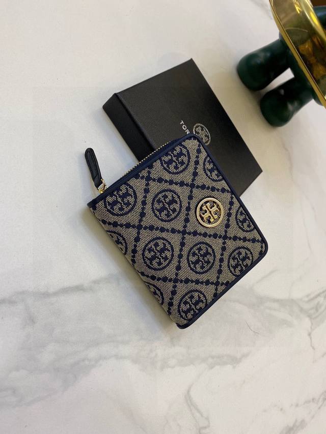 #8040托里伯奇 专柜最新款小钱包 原版帆布配羊皮 完美内阁 卡包钱包多功能