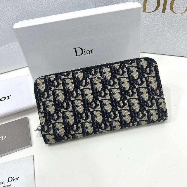 Dior 019819 5x10 5x3 说明 Dior专柜最新款 Dior长款拉链钱包oblique 印花正面饰有 Dior 徽标 搭配头层牛皮 容量大双隔层