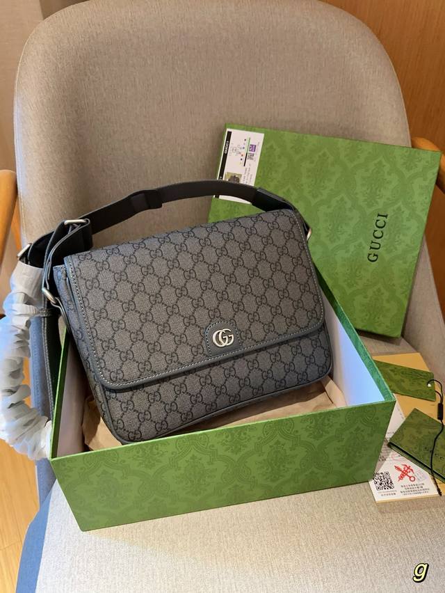 Gucci古奇 Gg新款邮差包单肩包 尺寸25 16 13 礼盒包装