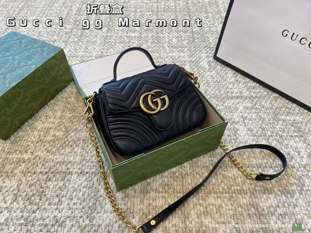 折叠盒 酷奇gg Marmont手提包 Gucci更高级时髦 日常出门首选 时尚弄潮儿必备款哦 尺寸 22 15