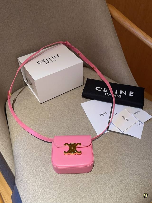 Celine 赛琳 Triomphe 迷你纯色小方包 Mini斜挎包零钱包口红包 不放手机 尺寸11 8 4 礼盒包装