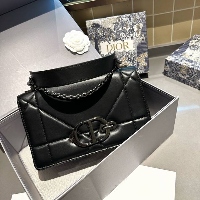 折叠礼盒 Dior 迪奥女包新品montaigne藤格纹链条包 手腕可拆卸 单肩斜挎包 尺寸24