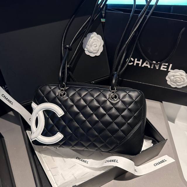 礼盒包装 Chanel 小香家 中古包香奈儿宝藏级 康鹏相机包对版细节 黑白拼色尺寸 28