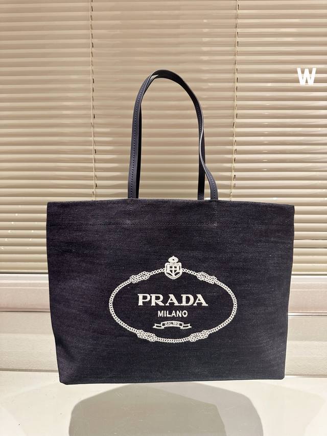 Prada牛仔丹宁系列 超大容量tote包 百搭妈咪袋 推荐 尺寸37.30
