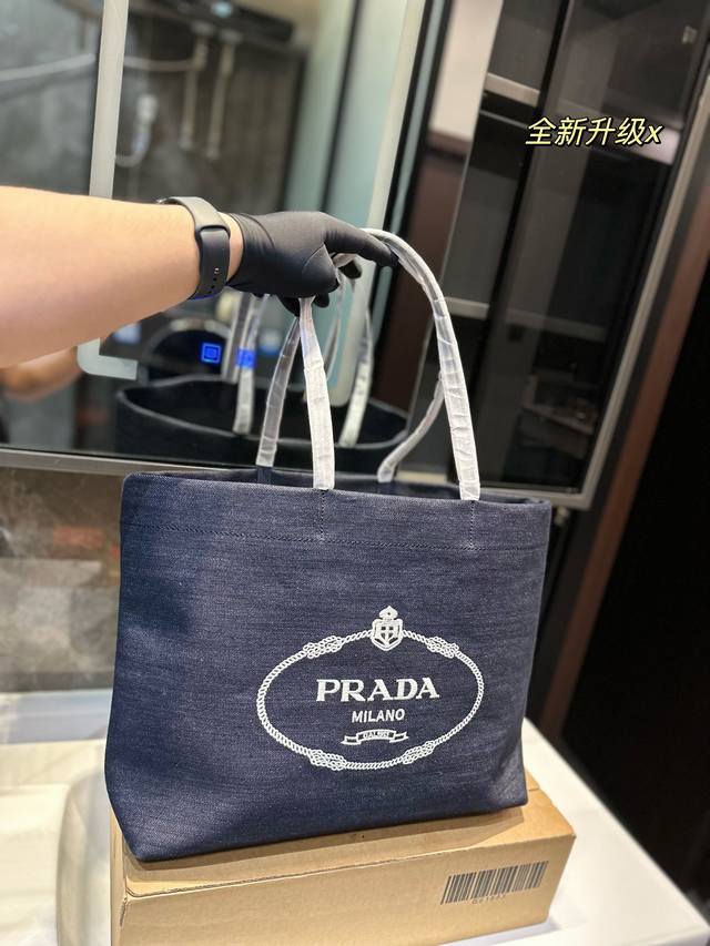 Prada牛仔丹宁系列 超大容量tote包 百搭妈咪袋 推荐 尺寸37.30
