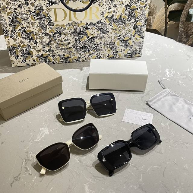 全套专柜包装 Dior 高级太阳镜 2024 春夏新款 网红同款眼镜高级尼龙镜片 超轻便携. 高清太阳镜开车 旅行必备神器高级感十足