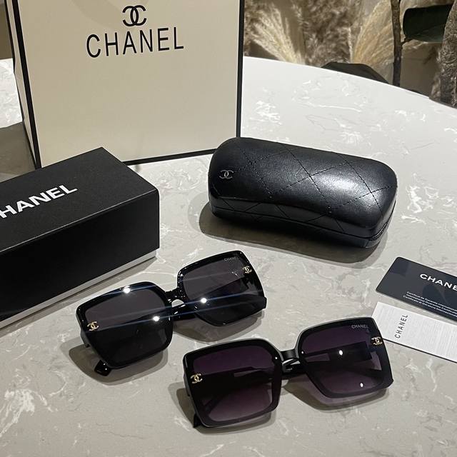 全套专柜包装 Chanel 高级太阳镜 2024 春夏新款 网红同款眼镜高级尼龙镜片 超轻便携. 高清太阳镜开车 旅行必备神器高级感十足
