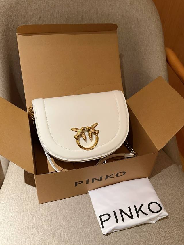 Pinko 经典燕子包半圆马鞍包腋下链条包斜挎包 尺寸25 17 6 礼盒包装