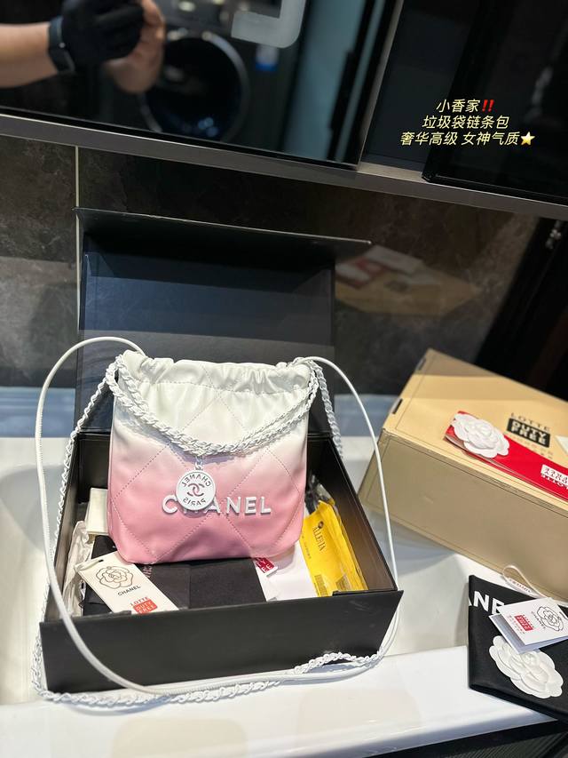 折叠礼盒 Chanel香奈儿抽绳迷你购物袋 垃圾袋中古款链条超级美 做旧鎏金复古又时尚非常百搭尺寸 18.7.19