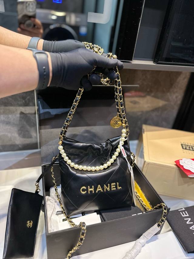 Chanel香奈儿抽绳迷你购物袋 垃圾袋中古款链条超级美 做旧鎏金复古又时尚非常百搭……Qm尺寸：18 20