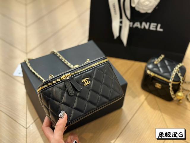 牛皮 Chanel盒子包 金球款 两个尺寸 时髦精必备款 超级精致 Size:大号 10 小号 8