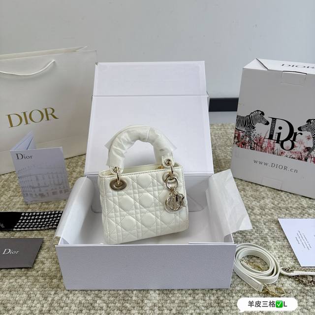 全套包装 Dior戴妃包 经典羊皮刺绣~ 3格 经典百搭不过时 16Cm